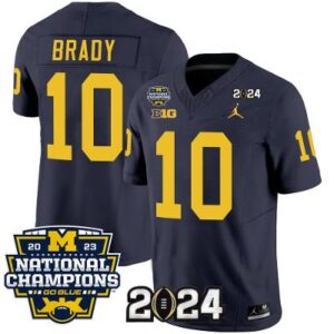 Men's Tom Brady Jersey #10 Michigan Wolverines  2024 National Champions Patch N