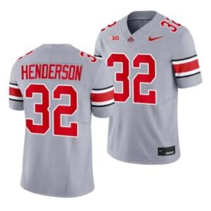 Men's TreVeyon Henderson Jersey Ohio State Buckeyes #32 2023 Alternate Gray Lim