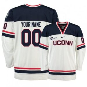 Men's UConn Huskies Custom Name and Number White College Hockey Jersey