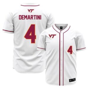 Men's Virginia Tech NCAA Baseball #4 Carson DeMartini Baseball Jersey White