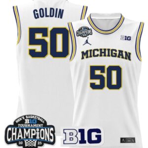 Men's Vladislav Goldin Jersey #50 Michigan Wolverines 2025 Big Ten White