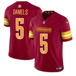 Men's Washington Commanders #5 Jayden Daniels Fooball Jersey Burgundy Stitched