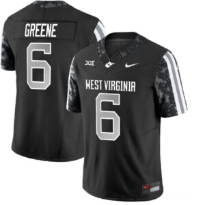 Men's West Virginia Mountaineers #6 Garrett Greene Jerseys Back