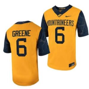 Men's West Virginia Mountaineers Garrett Greene #6 Football Gold Jersey
