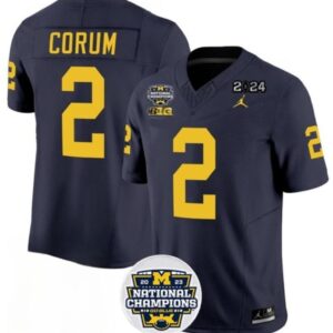 Men's Wolverines 2 Blake Corum Navy 2024 National Championship Jersey