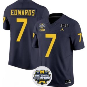 Men's Wolverines 7 Donovan Edwards Navy 2024 National Championship Vapor Jersey