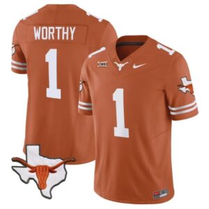 Men's Xavier Worthy Jersey #1 Texas Longhorn Vapor Limited College Texas Orange