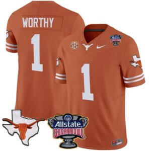 Men's Xavier Worthy Jersey #1 Texas Longhorns Football Texas Orange