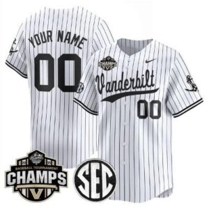 Men Vanderbilt Commodores 2025 SEC Tournament Champions Baseball Custom Jersey