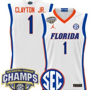 Men Walter Clayton Jr Jersey #1 Florida Gators 2025 SEC Champions Stitched White