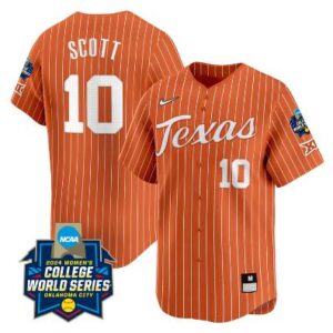 Mia Scott Jersey #10 College World Series Patch Vapor Premier Pinstripe Orange