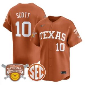 Mia Scott Jersey #10 Texas Longhorns 2025 National Champions Orange