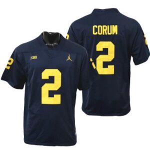 Michigan Wolverines#2 Blake Corum Jersey Alumni Player Football Game Jersey Navy