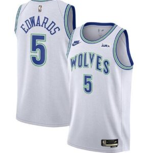 Minnesota Timberwolves #5 Anthony Edwards Jersey White 2023-24 Classic Edition