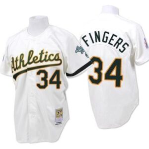 Oakland Athletics Rollie Fingers White 1989 Throwback Jersey