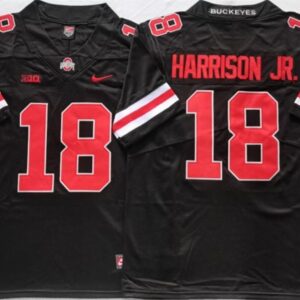 Ohio State Buckeyes #18 Harrinson jr BlackRed Stitched Jersey