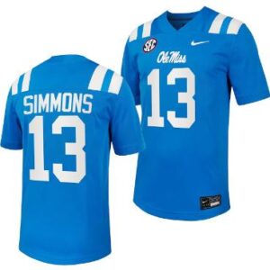 Ole Miss Rebels Austin Simmons Jersey #13 College Football 2023 Powder Blue