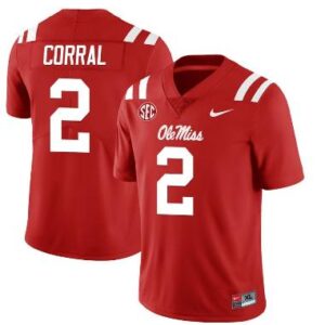 Ole Miss Rebels Matt Corral Jersey #2 College Football All Stitched Red