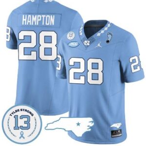 Omarion Hampton Jersey #28 North Carolina Tar Heels Football Stitched Blue