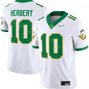Oregon Ducks Active Player #10 Herbert Jerseys White Stitched Football Jersey