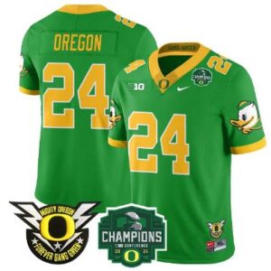 Oregon Jersey #24 Oregon Ducks 2024 Big Ten Champions Football Stitched Green