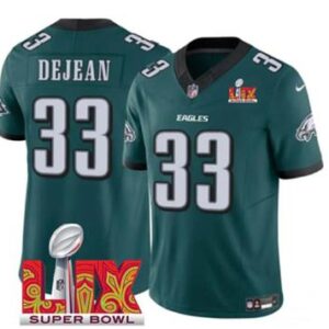 Philadelphia Eagles Cooper DeJean Green 2025 Super Bowl LIX Patch Limited Jersey
