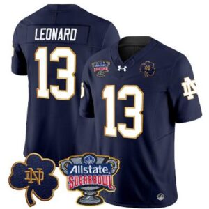 Riley Leonard Jersey #13 Notre Dame 2024 Sugar Bowl Patch Football Navy