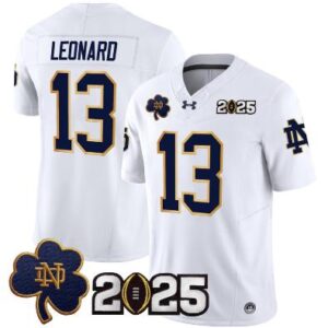 Riley Leonard Jersey #13 Notre Dame 2025 CFP Final Patch White