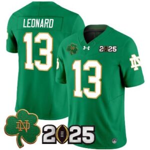 Riley Leonard Jersey #13 Notre Dame 2025 CFP Final Patch Green