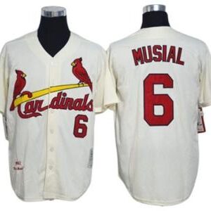 St. Louis Cardinals #6 Stan Musial Cream Throwback Jersey