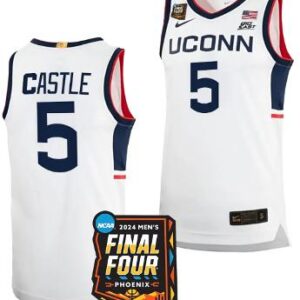 Stephon Castle Jersey #5 UConn Huskies 2024 NCAA March Madness Final Four White