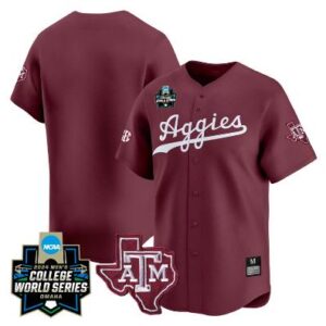 Texas AM Aggies Team Jersey 2024 College World Series Patch NCAA Baseball Maroon