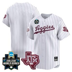 Texas AM Aggies Team Jersey College World Series Vapor Premier White Pinstripe