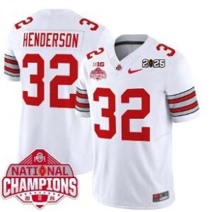 TreVeyon Henderson Jersey #32 Ohio State National Championships 2024 White Away