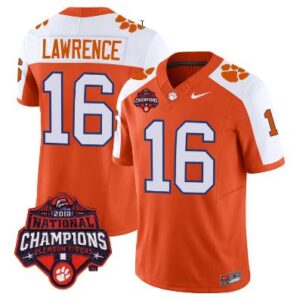 Trevor Lawrence Jersey#16 Clemson Tigers Vapor Limited Champions Patch Alternate