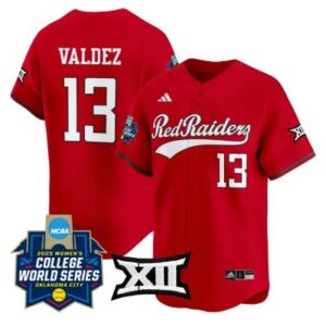 Victoria Valdez Jersey #13 Texas Tech Softball 2025 World Series Stitched Red