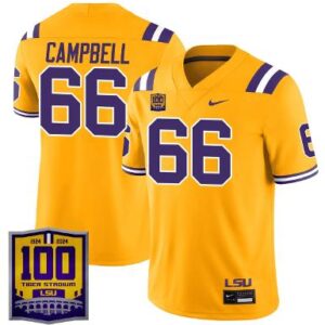 Will Campbell Jersey #66 LSU Tigers 100 Years of Tiger Stadium Patch Gold