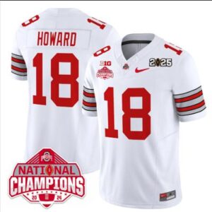Will Howard Jersey #18 Ohio State 2025 CFP Patch National Champions White