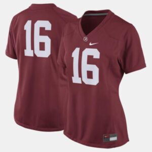 Women's Alabama Crimson Tide #16 College Football Crimson Jersey