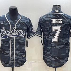 Men's Dallas Cowboys #7 Trevon Diggs Grey Camo With Patch Cool Base Stitched Baseball Jersey