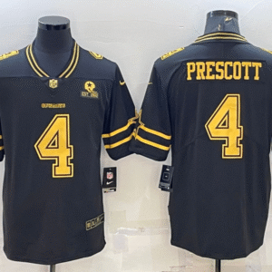 Men's Dallas Cowboys #4 Dak Prescott Black Gold Edition With 1960 Patch Limited Stitched Football Jersey