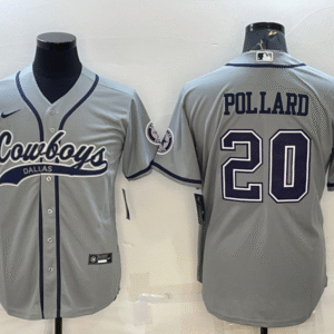 Men's Dallas Cowboys #20 Tony Pollard Grey With Patch Cool Base Stitched Baseball Jersey