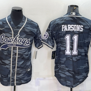 Men's Dallas Cowboys #11 Micah Parsons Grey Camo With Patch Cool Base Stitched Baseball Jersey