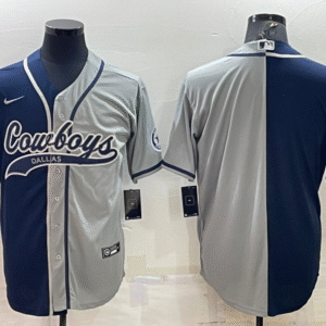 Men's Dallas Cowboys Blank Navy Blue Grey Two Tone With Patch Cool Base Stitched Baseball Jersey