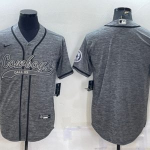 Men's Dallas Cowboys Blank Grey Gridiron Cool Base Stitched Baseball Jersey