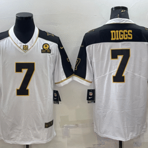 Men's Dallas Cowboys #7 Trevon Diggs White Gold Edition With 1960 Patch Limited Stitched Football Jersey
