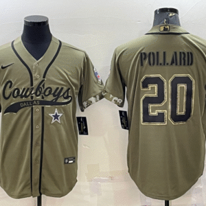 Men's Dallas Cowboys #20 Tony Pollard 2022 Olive Salute to Service Cool Base Stitched Baseball Jersey
