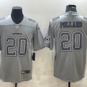 Men's Dallas Cowboys #20 Tony Pollard With Patch Gray Atmosphere Fashion Stitched Jersey