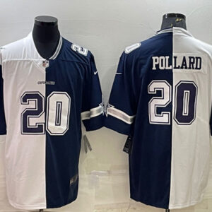 Men's Dallas Cowboys #20 Tony Pollard Navy White Split Vapor Untouchable Limited Stitched Jersey