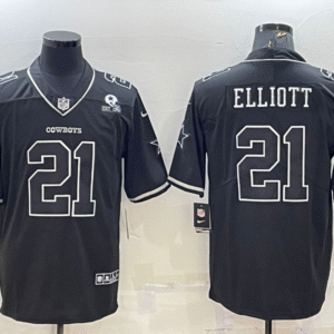 Men's Dallas Cowboys #21 Ezekiel Elliott Black With 1960 Patch Limited Stitched Football Jersey